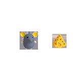 Daiiibabyyy Asymmetric Cute Little Mouse Cheese Earrings Ms New Tide Sweet Temperament Earring Personality Drip Oil Jewellery