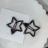 DAIIIBABYYY  -  2pc Alloy Big Heart Five-stare BB Hairpin Hair Clips for Women Girls Childs Gift Hair Accessories Party Holiday Ornament