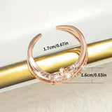DAIIIBABYYY  -  Elegant Luxury Cubic Zirconia Set Flower Ring for Women Personalized Triple Ring Opening Adjustable Jewelry Accessories
