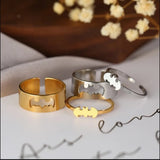 Daiiibabyyy  New Arrival Trendy Stainless Steel Bat Couple Rings for Women Men Punk Opening Hip Hop Rock Finger Jewelry Set Gift Colorfast