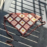 Daiiibabyyy  New Spring Summer Travel Headgear Handmade Knitted Headband Women Japan Korea Sweet Strap Headscarf Photo Triangle Towel