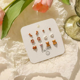DAIIIBABYYY  -  Hot Selling Cute Flower Heart Cartoon Animal Stud Earrings Set for Women Korean Fashion Sweet Pink Peach Earring Jewelry