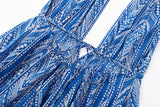 Daiiibabyyy  Sexy Women Halter V Collar Backless Mini Dress Women Holiday Blue Floral Lacing up Back Loose Dresses Femme Vestidos Summer Robe