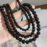 DAIIIBABYYY  -  Vintage Strands Choker Necklace Black Pearls Necklace Simulated Pearl Choker Necklace Jewelry Gift Women Unique Clavicle Chain
