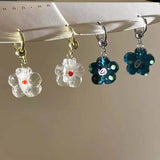 DAIIIBABYYY  -  Flower Glazed Earrings Clear Crystal Texture Paired Unique Cute Colorful Earrings Sweet Trendy Delicate Earrings Women's Jewelry
