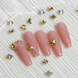 Daiiibabyyy 20Pcs Champagne Crystal Sharp Bottom Butterfly Rhinestone Nail Art Decorations Shiny Diamond Nails Design DIY Nail Accessories
