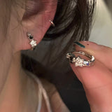 DAIIIBABYYY  -  Fashion Retro Zircon Crystal Pentagram Ear Buckle Earring Trend Simple Star Hoop Earrings For Women Girls Aesthetic Jewelry Gift