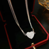 Daiiibabyyy  Heart-shaped Multi-layer Magnet Necklace for Women Fashionable and Versatile Ins Collarbone Chain Light Luxury Jewelry