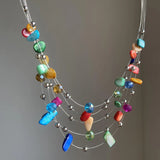 Daiiibabyyy  Trendy Necklaces For Women Shell Crystal Mixed Multilayer Necklace New Women's Neck Chain Ladies Clothes Accessories