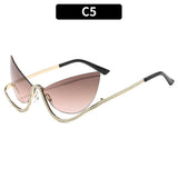 Daiiibabyyy  Retro Large Frame Diamond Inlaid Butterfly Shaped Cat Eye Sunglasses with Women's High-end Decoration Hip-hop Sunglasses