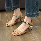 DAIIIBABYYY  -  White Black Woman Ankle Strap Sandals Leather Cross-Tied High Heels Shoes Sexy Lace Up Party Pumps shoe Size 35-42