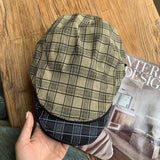 Daiiibabyyy Retro British Style Plaid Forward Hats for Men and Women Spring Summer Travel Versatile Sunscreen Casual Literary Berets Cap