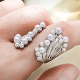 DAIIIBABYYY  -  Fashion Design Spindrift Adjustable Ring Women Trendy Personalized Faux Pearl Wide Face Ring Creative Party Jewelry Accessories