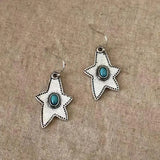 Daiiibabyyy  Bohemian Imitation Green Stone Star Pendant Earrings for Women Vintage Geometric Irregular Star Drop Earrings Jewelry Gifts