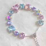 Daiiibabyyy  New Colorful Crystal Bracelet Candy Zircon Design Shiny Sweet High-End Popular Adjustable Bracelet Women's Delicate Jewelry