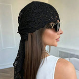 Daiiibabyyy  Floral Lace Bandana for Women Beach Party Formal Scarf Headscarf Boho Summer Outfits Multi-purpose Hair Accessories for Daily