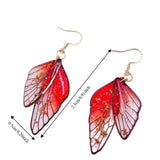 Daiiibabyyy  Zen Wing Fairy Clear Butterfly Wings Earrings Ear Hook Temperament Dangle Earrings Shiny Women Ear Stud Girl