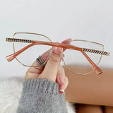 Daiiibabyyy   -  Fashion Anti Blue Light Glasses Women Men Classic Metal Decor Frame Eyewear High-definition Eye Protection Computer Goggle