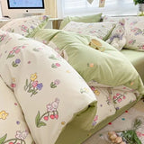 DAIIIBABYYY  -  Bedding Class A All Cotton Face Mask Dormitory Skin friendly Fresh Bed Sheet and Quilt Cover Pure Cotton Four piece Set Three