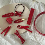 Daiiibabyyy Red French Retro Style Hairpin Women's Autumn and Winter Hairline Broken Hair Clip Premium Side Acetic Acid Headwear