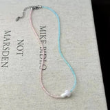DAIIIBABYYY  -  Fashion Aesthetic Cute Ceramic Red Blue Mushroom Beaded Contrast Design Choker Necklace 2025 Summer Y2K Charms Jewelry For Women