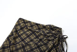 DAIIIBABYYY  -  New Women's Solid Color Slim Fit Street Fashion High Waist Bag Hip Plaid Skirt