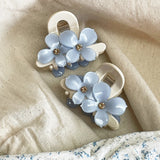Daiiibabyyy  Korean Flower Hair Claw Clips for Women Blue Acrylic Acetate Hair Clips Cute Hair Accessories Girls Grip Crab Clamp Headwear