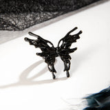 DAIIIBABYYY  -  Vintage Punk Metal Ring Black Liquid Butterfly Opening Exaggerated Adjustable Fashion Gothic Animal Jewelry Gift