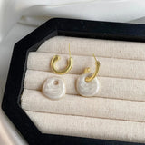 Daiiibabyyy  Vintage Oil Drop Square Pendant Earrings for Women Fashion Geometric Metal C-Shaped Earrings Light Luxury Jewelry Accessories