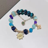 DAIIIBABYYY  -  Steel Fun Y2k Accessories Women Bracelet Crystal Purple Zircon Water Drop Pendent Tassel Hand Chain for Girls Friendship Gift
