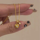 Daiiibabyyy  New Shiny Zircon Necklace for Women Flower Heart Starburst Pendant Necklace Sweet Lovely Banquet Party Jewelry Accessories Gifts