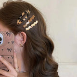 Daiiibabyyy  3Pcs/set Fashion Vintage Acrylic Hair Clips Women Girls Multi Style Y2K Barrettes Wave Geometric Hairpin Hair Accessories