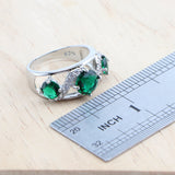 Daiiibabyyy Bridal Silver 925  Jewelry Sets Round Green Zircon Bracelets Earrings Rings Pendant Wedding Necklace Set For Women