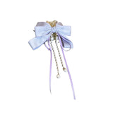 Daiiibabyyy Elegant Bow Ribbon Hairpin for Women Long Tassels Fashions Pearl Bowknot ponytail clip Retro Headband Girls Hair Accessories