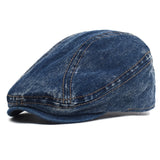 Daiiibabyyy  Four Seasons Denim Solid Newsboy Caps Men Washed Flat Peaked Cap Women Painter Beret Hats