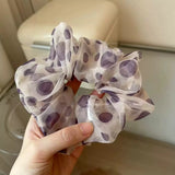 DAIIIBABYYY  -  Summer Purple Polka Dot Mesh Satin Scrunchies Temperament Large Elastic Hair Bands Makeup Ponytail Holder Sweet Hair Tie Ropes