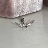 Daiiibabyyy  1Pcs Cute Pink Rabbit Ear Stud Y2K Zircon Artistic Sweet Design Unique Exquisite Beautiful Ear Bones Earrings Women's Jewelry