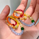 Daiiibabyyy  Crystal beaded earrings cute girl colorful natural stone multi-ring earrings holiday earrings