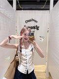 Daiiibabyyy  Sweet Stylish Design Sleeveless Versatile Shirt Women Summer Niche Embroidery Slim Fit Slimming Spicy Girl Top