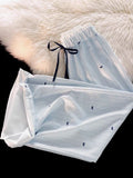 DAIIIBABYYY  -  Sweet Bow Striped Pants Women High Waist Korean Casual Wide Leg Trousers Elegant Fashion Loose Cute Female Spring Pants New