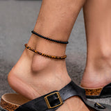DAIIIBABYYY  -  Fashion Stone Beads Adjustable Anklet For Men Tiger Eye Stone Tangling Stone Hand-woven Foot Chain Gift Jewelry