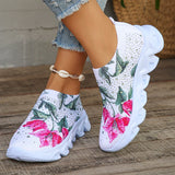 Daiiibabyyy  Flower Breathable Knitted Flats Women Autumn Comfort Soft Sole White Sneakers Woman Slip-On Flat Heels Platform Sport Shoes
