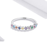 Daiiibabyyy  Slim Dainty Pinky Thin Rings for Women Simple Silver Color Multicolor Zircon Finger Ring Accessories Fashion Y2k Jewelry KCR039