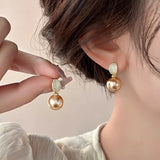 Daiiibabyyy  Exquisite White Imitation Pearl Beaded Tassel Pendant Earrings for Women Fashion Butterfly Inlaid Rhinestone Earrings Jewelry