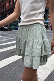 Daiiibabyyy Sweet Women Floral Ruffles Mini Skirt 2024 Summer Ladies Cute Elastic High Waist A-line Skirts Female Vintage Chiffon  Skirt