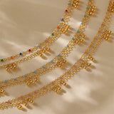 Daiiibabyyy  Color Double Layer Small Beads Chain Anklet for Women Light Luxury Summer Boho Vocation Foot Chain Party Jewelry Gifts