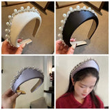 Daiiibabyyy  Headwear Irregular Wide Hairband Rhinestone Waterproof Pearls Sponge Headband Sparkling Gorgeous Rhinestone Korean Hair Hoop