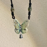 DAIIIBABYYY  -  National Style Color Beads Butterflies Necklace Female Temperament Thin Rope Collarbone Chain Adjustable Chain Jewelry