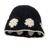 Daiiibabyyy  Crochet Floral Panama Fisherman Bucket Hat Women's Spring Summer Sun Protection Outdoor Travel Breathable Foldable