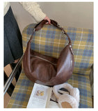 Daiiibabyyy  Trendy Pu Leather Women Hobo Bag 2026 Y2k Aesthetic Simple All Match Crossbody Bags Vintage Streetwear Casual Shoulder Handbags